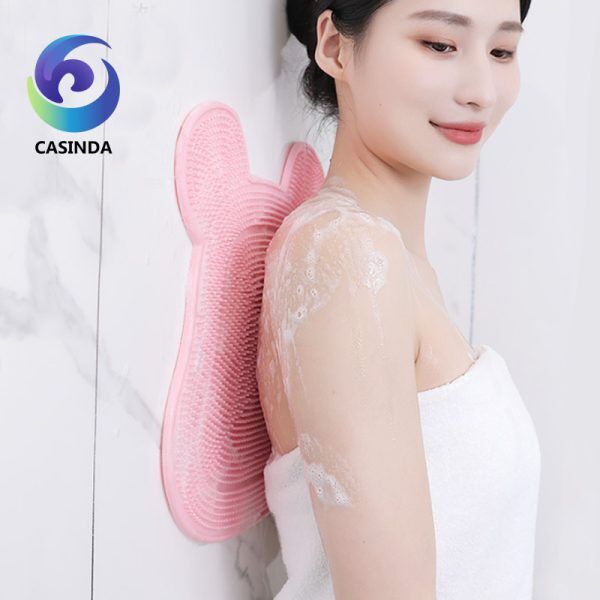 Bath Scrub Mat Strong Suction Cup Lazy Back Scrubber Anti-slip Silicone Massage Bath Back Scrub Mat Foot Massage Mat